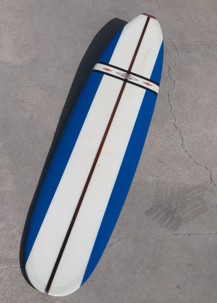 Jacobs Surfboard Fully Restored, Blue, White and Red, Early 1960s 