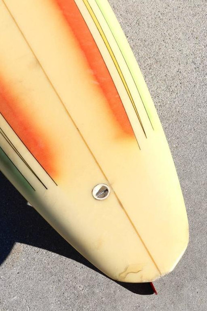 All Original Orange Airbrushed Lightning Bolt Surfboard, Hawaii Circa 1970s