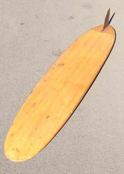 Balsa Wood Surfboard With Abalone Inlay, Late 1950s