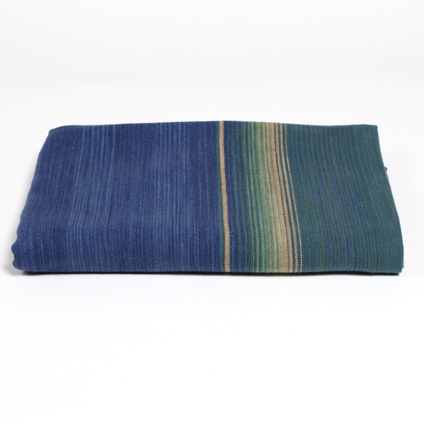 Cotton Serape Lapis Blue with Forest Green Folded