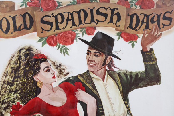 Old Spanish Days Santa Barbara Original Vintage Poster, Framed
