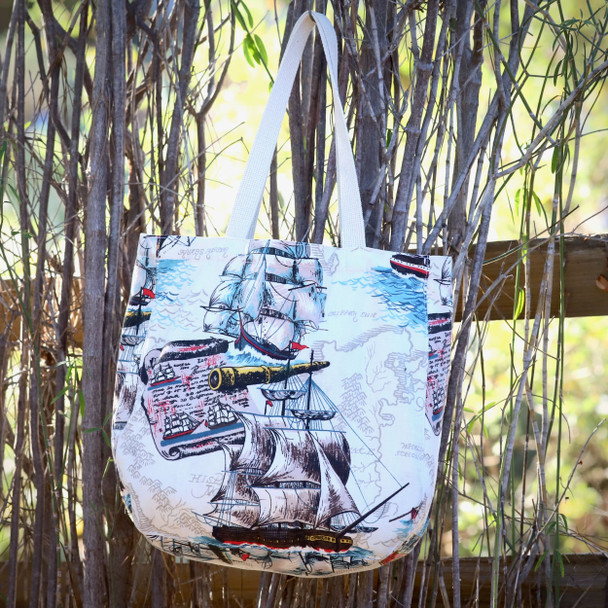 Telescope Ships Vintage Fabric Tote