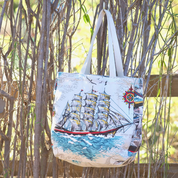 Telescope Ships Vintage Fabric Tote