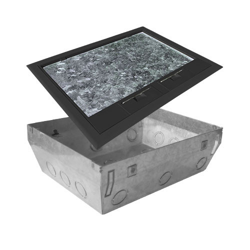 Stage floor box - For stages, wood and raised floor -Black cover