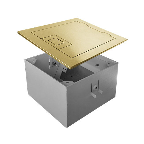 Floor receptacle with brass cover