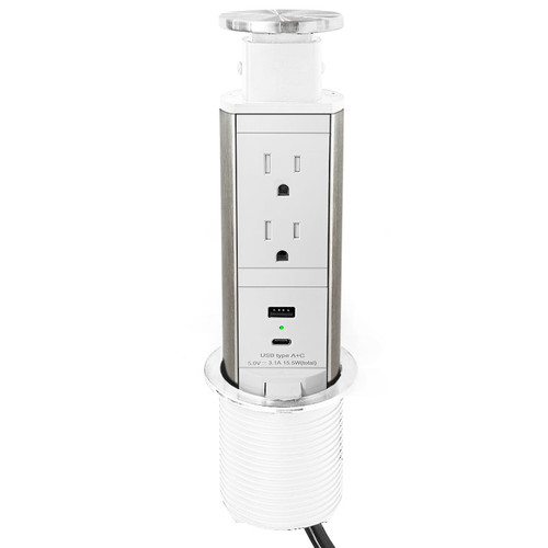 Retractable pop-up power outlets w/ USB A + C chargers - ETL Listed