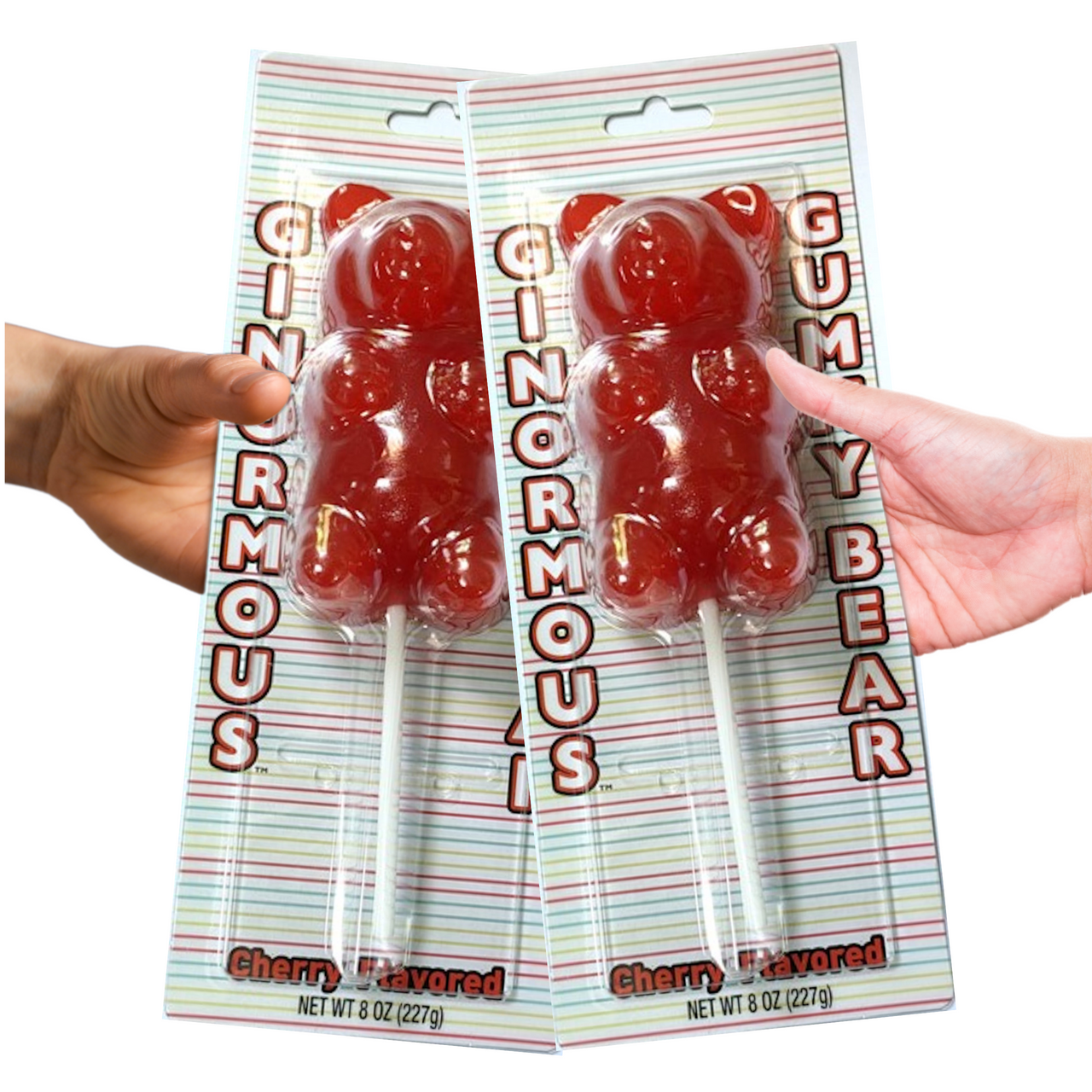GINORMOUS® CHERRY Gummi Bear Lollipop - 12 pack
