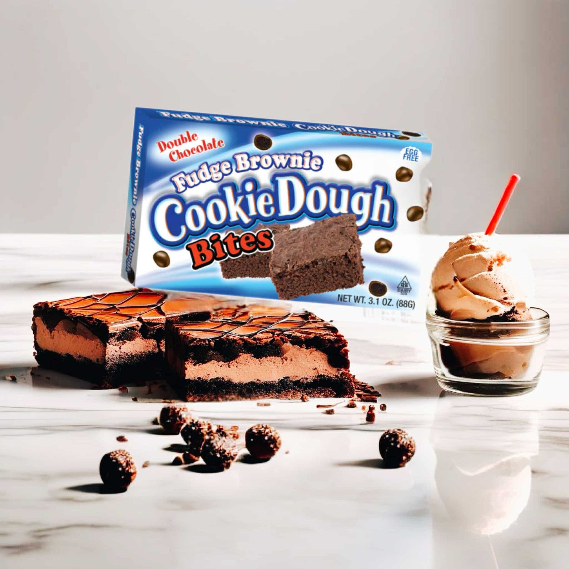 Fudge Brownie Cookie Dough Bites in a Theater Box by Taste of Nature
