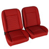  PUI Interiors Low Back Bucket Sport Mod I Seat Set, Red Vinyl, Wide Red Insert, White Thread - (RM-UA22X6) 