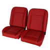  PUI Interiors Low Back Bucket Sport Mod I Seat Set, Red Vinyl, Wide Red Insert, White Thread - (RM-UA22X6) 