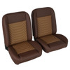  PUI Interiors Low Back Bucket Sport Mod I Seats Brn Vinyl Wide Camel/Beige Insert Brn Thread - (RM-UA35X3) 