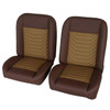  PUI Interiors Low Back Bucket Sport Mod I Seats Brn Vinyl Wide Camel/Beige Insert Brn Thread - (RM-UA35X3) 