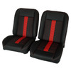  PUI Interiors Low Back Bucket Sport Mod II Seat Set Blk Vinyl Narrow Blk/Red Insert Red Thread - (RM-UB1122) 