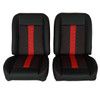  PUI Interiors Low Back Bucket Sport Mod II Seat Set Blk Vinyl Narrow Blk/Red Insert Red Thread - (RM-UB1122) 