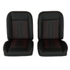  PUI Interiors Low Back Bucket Sport Mod II Seat Set Black Vinyl Narrow Black Insert Red Thread - (RM-UB11X2) 