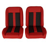  PUI Interiors Low Back Bucket Sport Mod II Seat Set Red Vinyl Narrow Blk/Red Insert Red Thread - (RM-UB2122) 