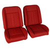  PUI Interiors Low Back Bucket Sport Mod II Seat Set, Red Vinyl, Narrow Red Insert, Red Thread - (RM-UB22X2) 
