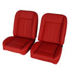  PUI Interiors Low Back Bucket Sport Mod II Seat Set, Red Vinyl, Narrow Red Insert, Red Thread - (RM-UB22X2) 