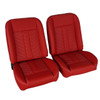  PUI Interiors Low Back Bucket Sport Mod II Seat Set, Red Vinyl Narrow Red Insert White Thread - (RM-UB22X6) 