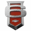 Trim Parts 1963 Chevrolet Chevy II and Nova 6-Cylinder Red Front Fender Shield Emblem, Pair - 3018