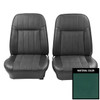 PUI Interiors 1968-1969 Pontiac Firebird Deluxe Dark Aqua Front Bucket Seat Covers - 68HS04US