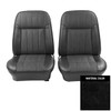 PUI Interiors 1968-1969 Pontiac Firebird Deluxe Black Front Bucket Seat Covers - 68HS10US