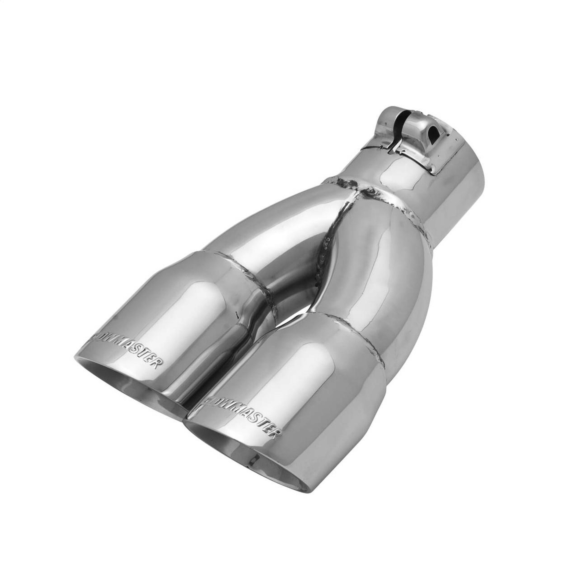 Flowmaster Stainless Steel Exhaust Tip 3.5 Dual Angle Cut Polished Fits 2.5 TubingClamp - FLO-15390