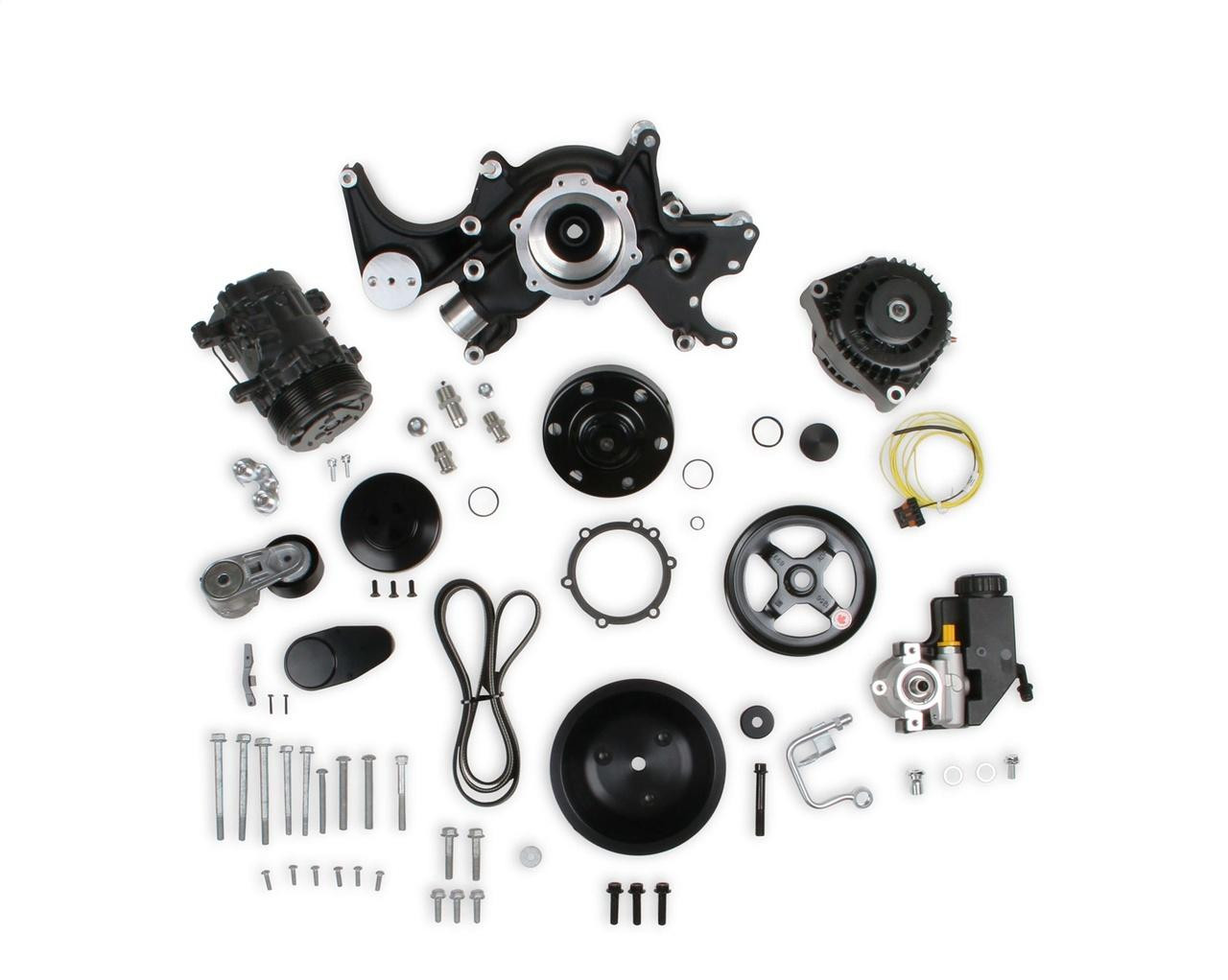 Holley Mid-Mount Complete Accessory System for Big Block Chevy, Black Finish - HOL-20-242BK