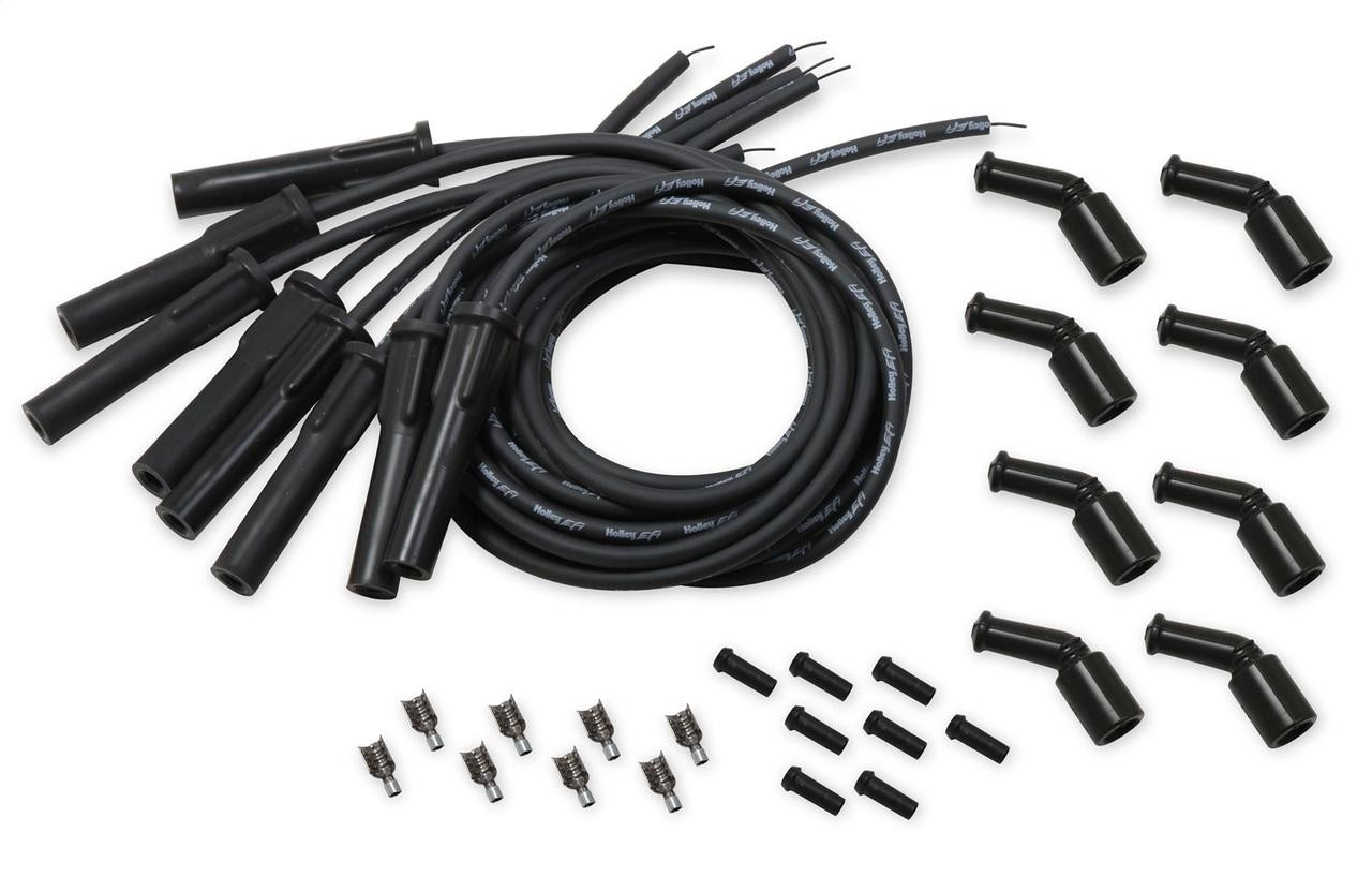 Holley Spark Plug Wire Set, For GM LS, Black with Black 135 degree boots - HOL-561-110