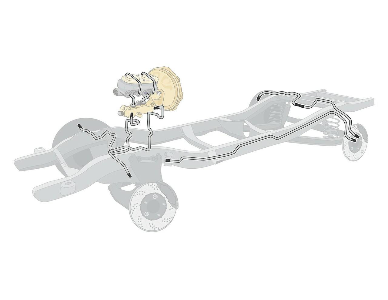 The Right Stuff 1980-86 Ford F250 2WD Longbed, Pre-Bent OE Steel Complete Brake Line Kit - TBS8050
