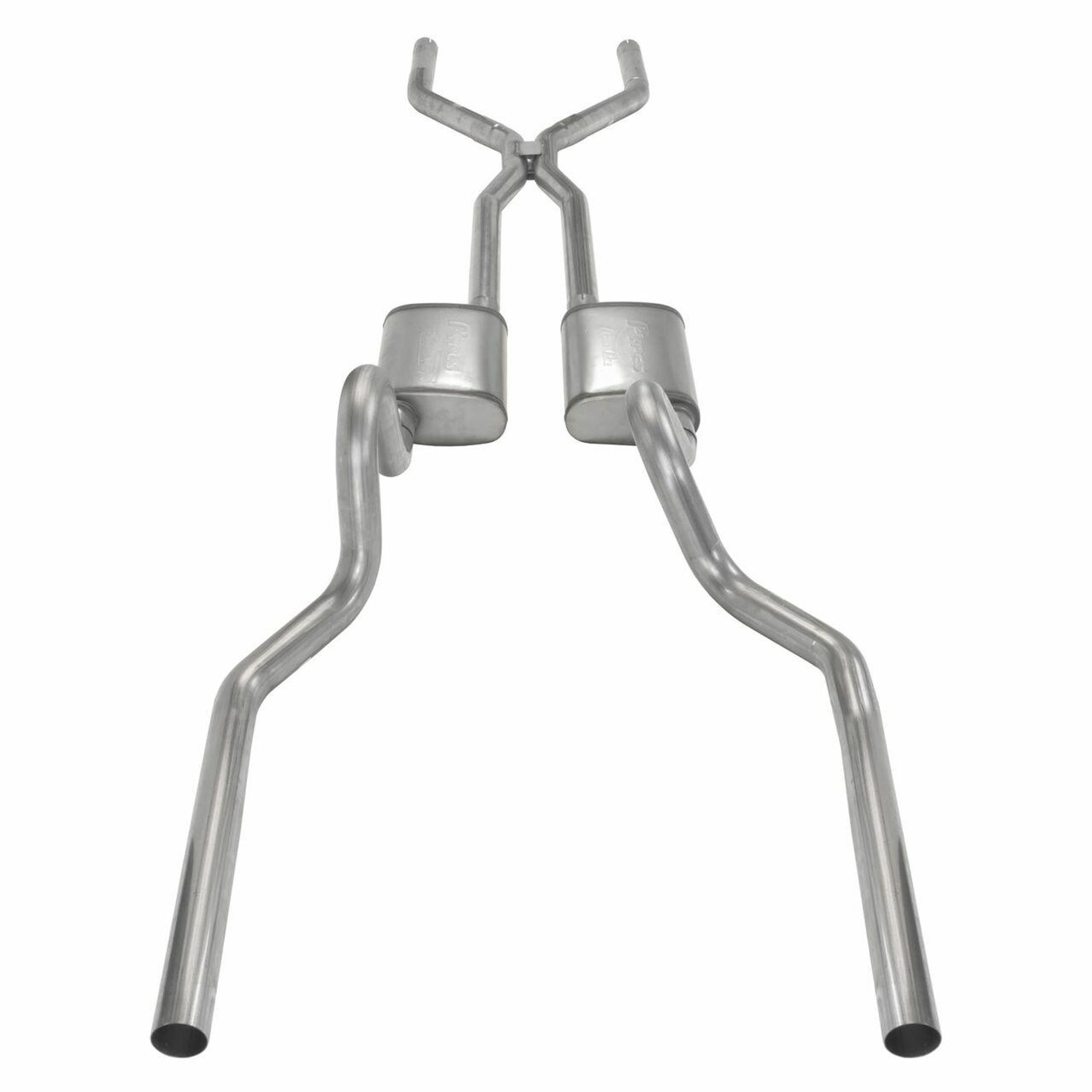 Pypes Exhaust 71-73 Mustang Street Pro 2.5 In Crossmember Back Dual Split Rear Exhaust System - SFM44S-PYP