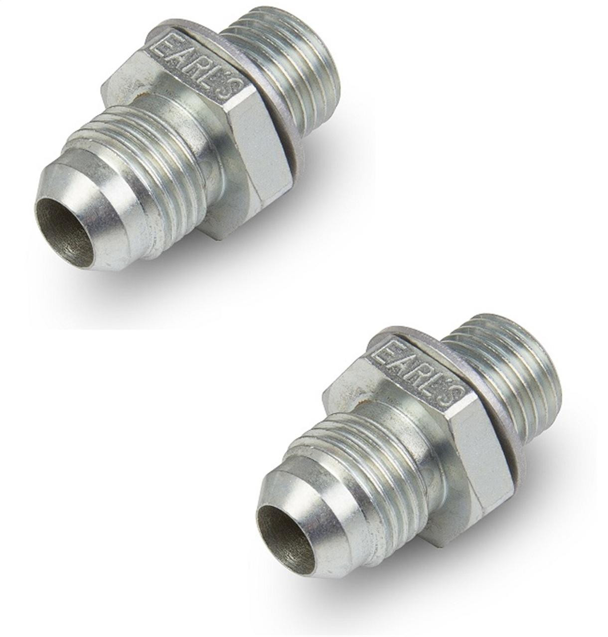 Earls Performance Straight Transmission Adapter -6 Male To 1/4-18 NPSM Male, Pack of 2, Steel - 940006ERL