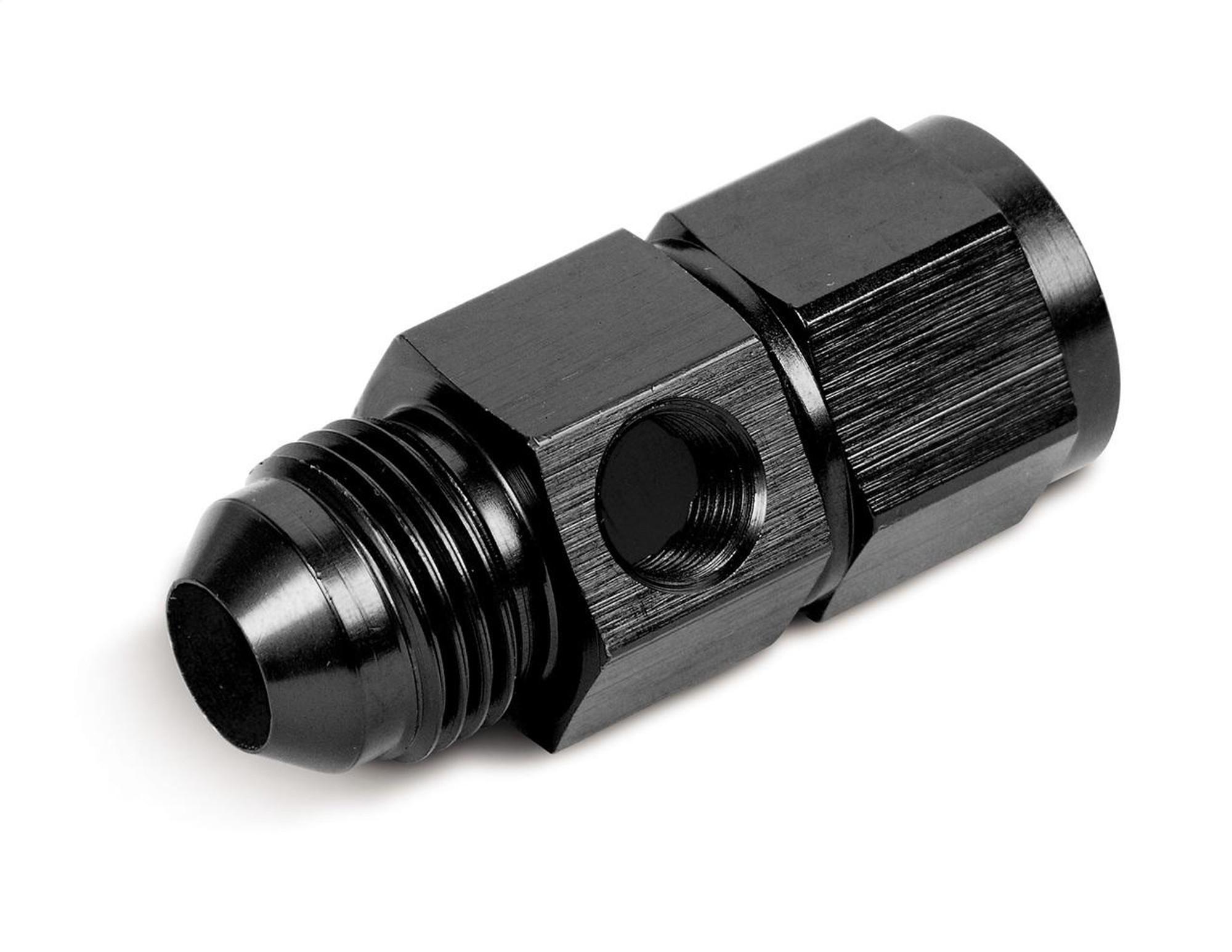 Earls Performance Fuel Pressure Gauge Adapter, 1/8 NPT In Hex, -8AN Male to -8AN Female, Alum Blk - AT100200ERL