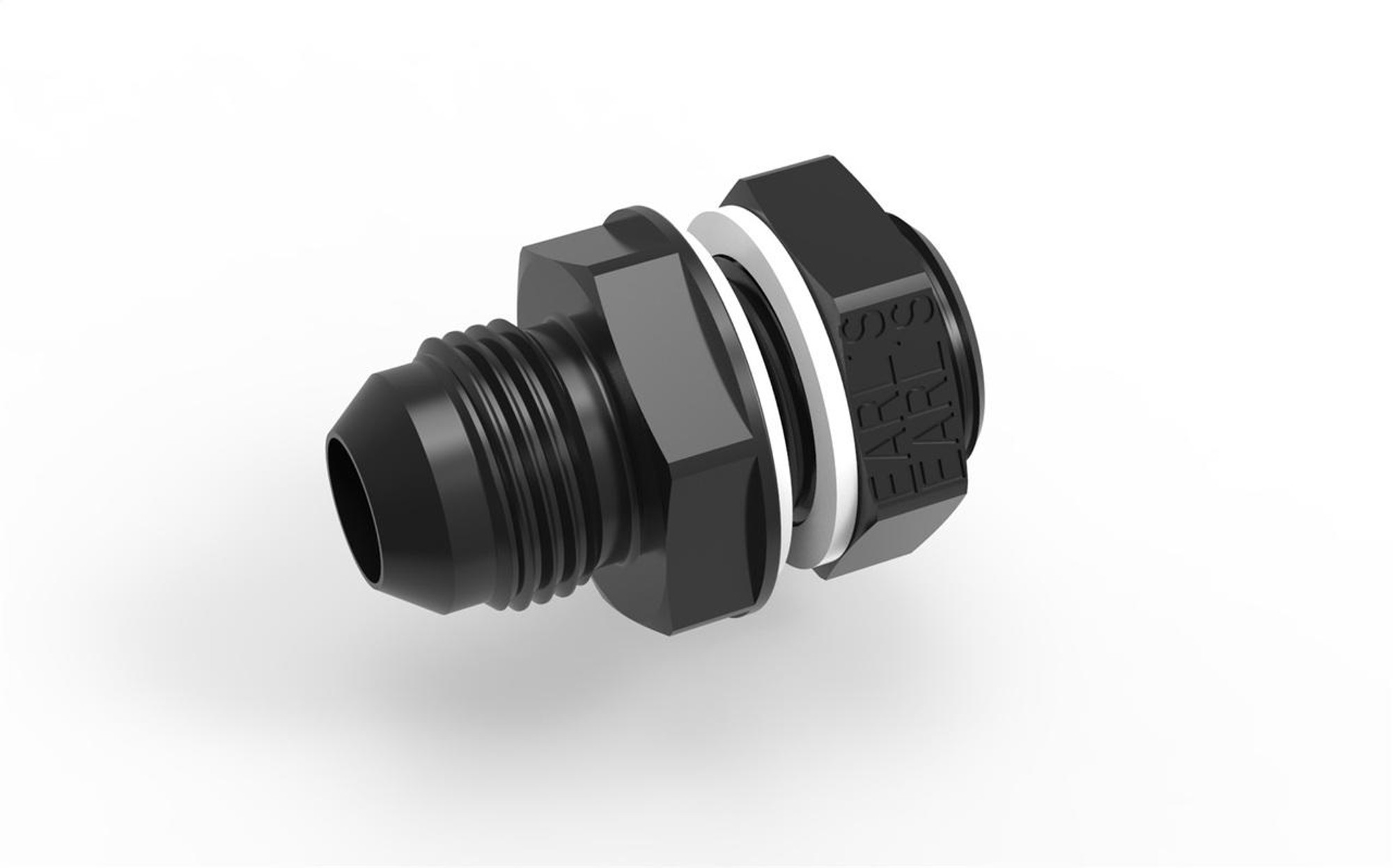 Earls Performance -8 AN Fuel Cell Bulkhead Fitting w/PTFE Washers and Bulkhead Nut, Aluminum, Black - AT983808ERL