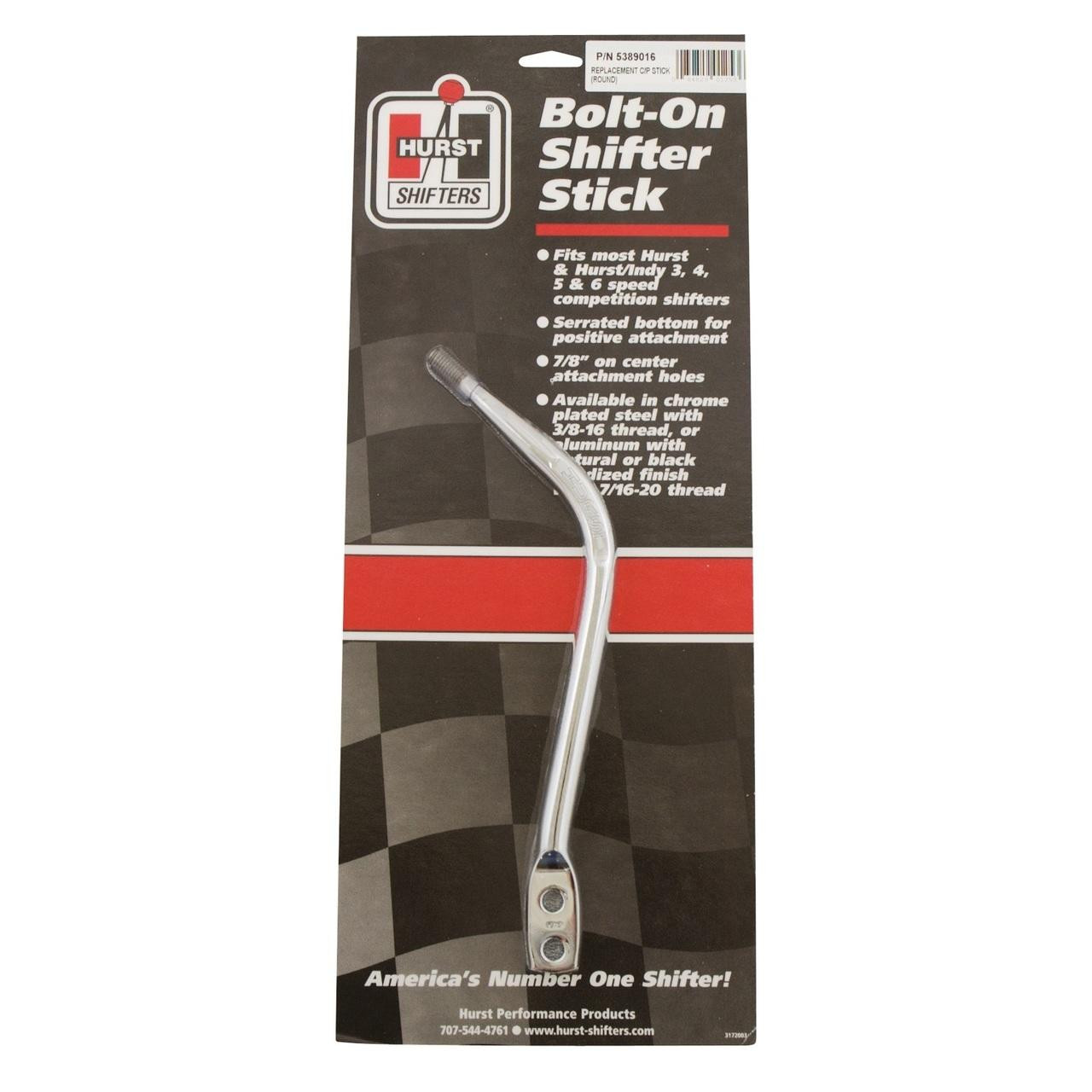 Hurst OEM Style Chrome Plated Round Bar Stick, 11.12 Tall x 2.26 Set-Back - HUR-5389016