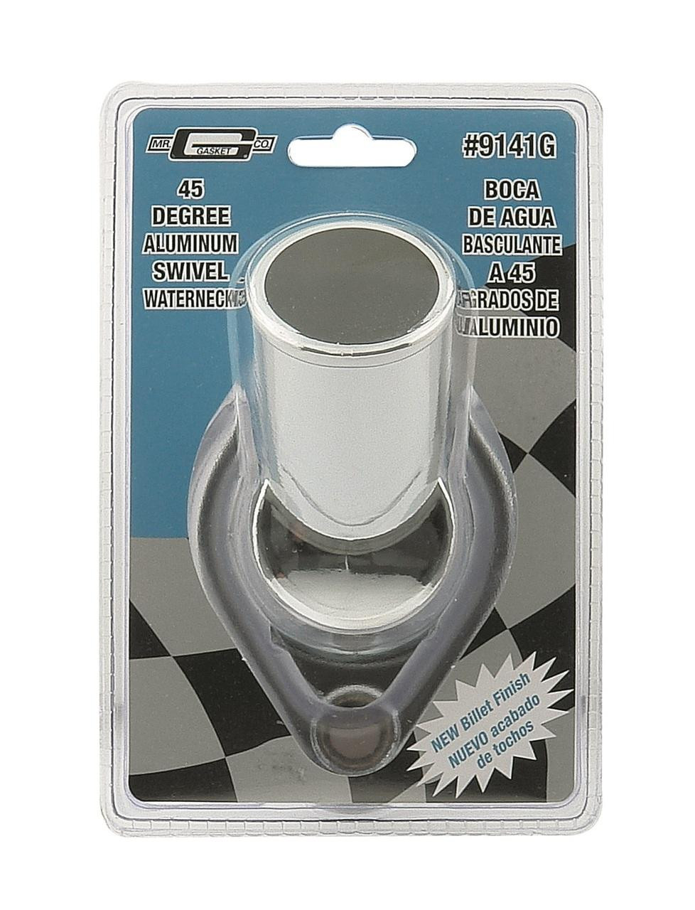 Mr Gasket 67-75 Chevy V8 Engines, 45° O-Ring Style Chrome Water Neck - MRG-9141G