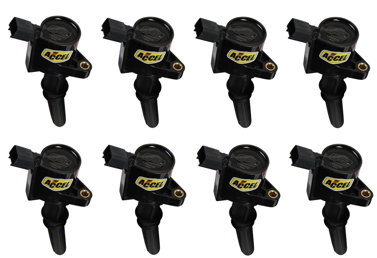 Accel 98-08 Ford w/4.6/5.4/6.8L 2-Valve, Ignition Coil, Supercoil, Black, Set of 8 - ACL-140032K-8