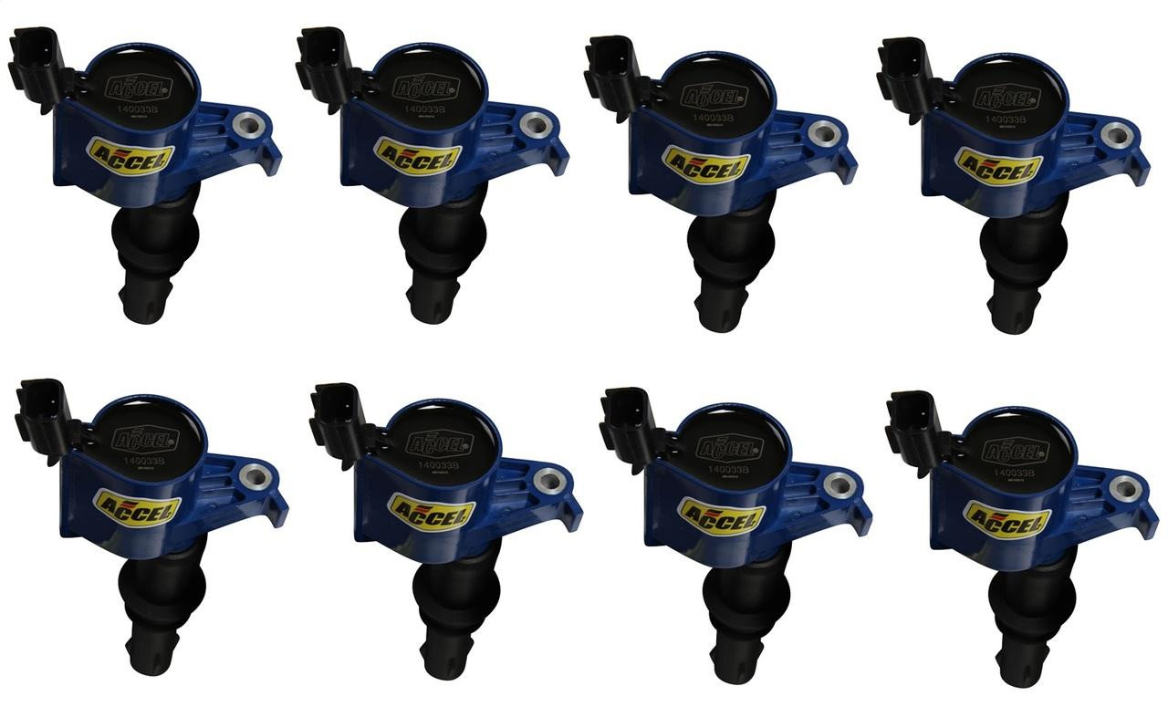 Accel 04-08 Ford 4.6/5.4/6.8L 3-Valve, Ignition Coil, Supercoil, Blue, Set of 8 - ACL-140033B-8