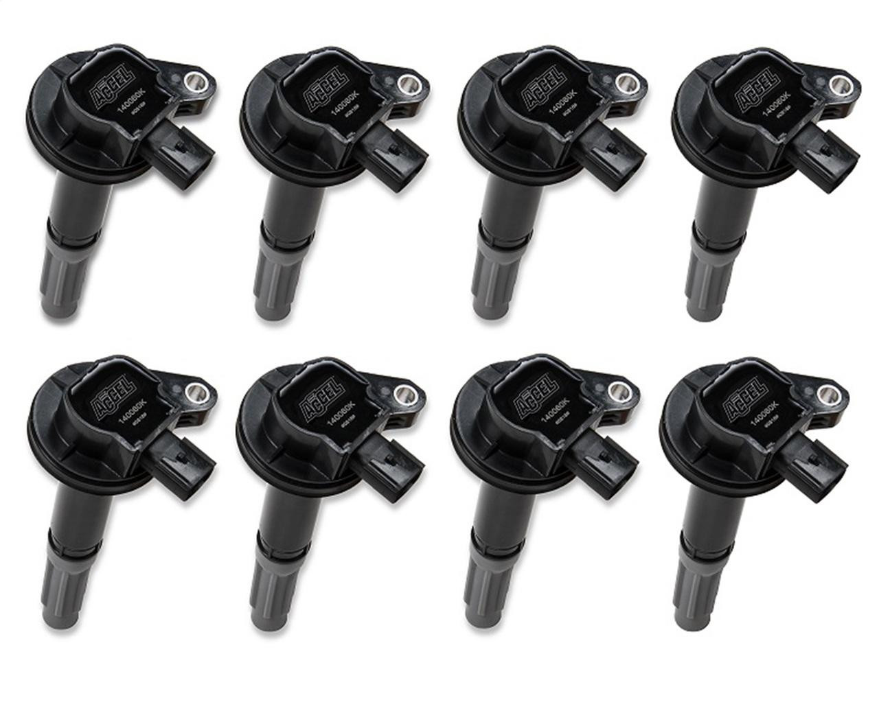 Accel 11-16 F-150/Mustang w/5.0L Coyote, Black Ignition Coil, Supercoil, Set of 8 - ACL-140060K-8