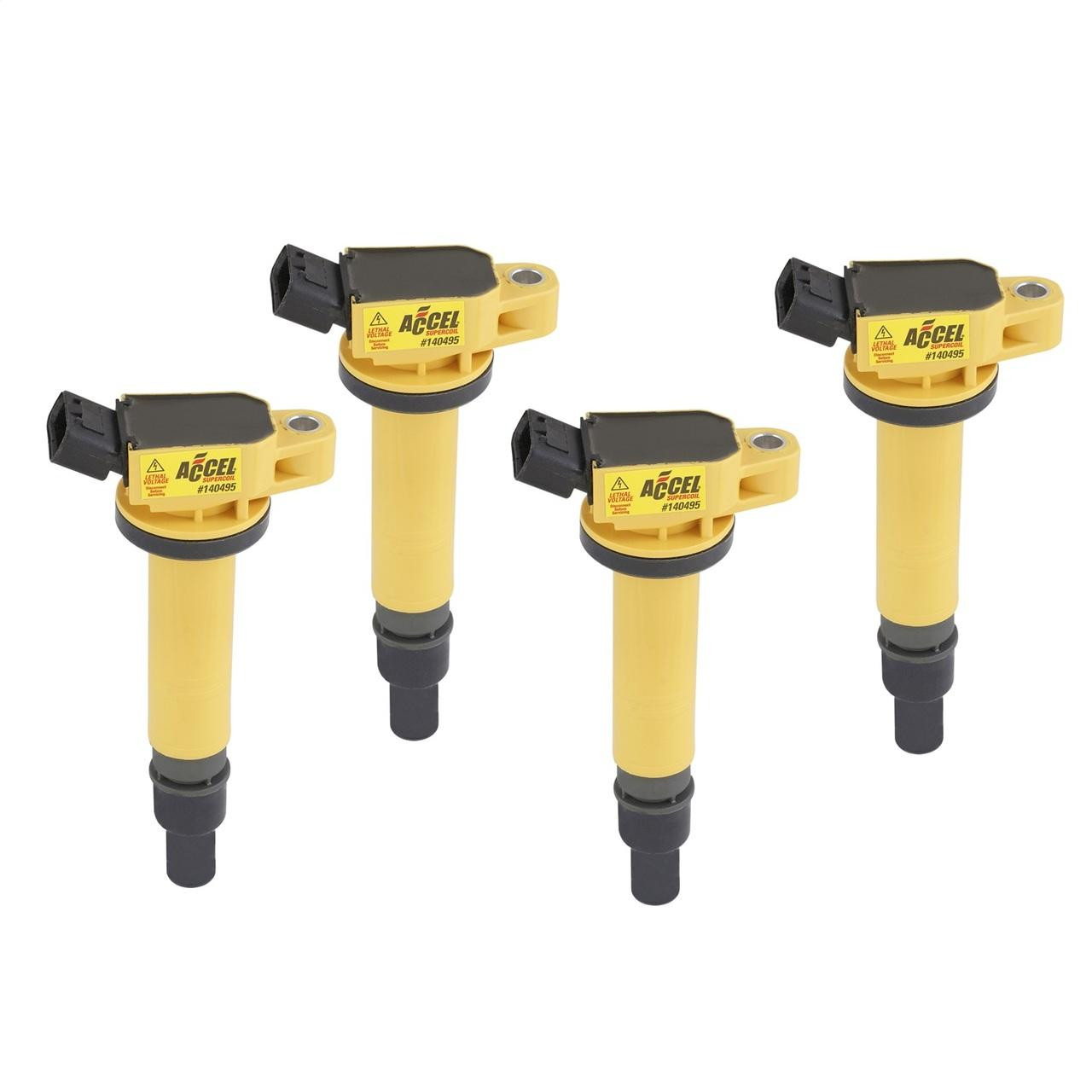 Accel Yellow Ignition Coil for Toyota 2.4/2.7/4.0L, Supercoil, Set of 4 - ACL-140495-4