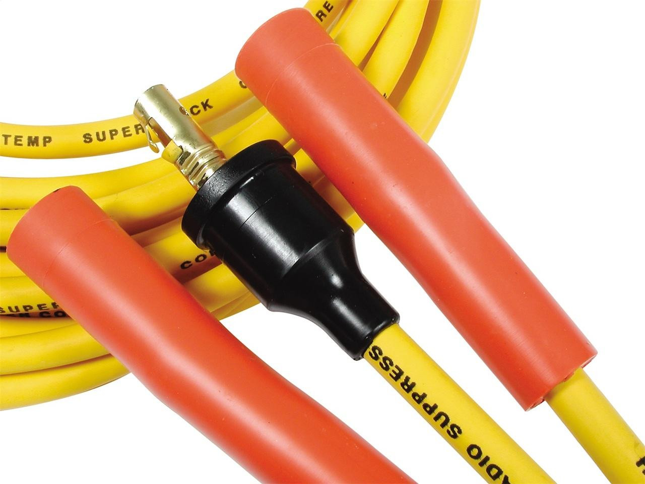 Accel Yellow Spark Plug Wire Set w/Orange Straight Boots, Spiral Core, 8MM - ACL-4038