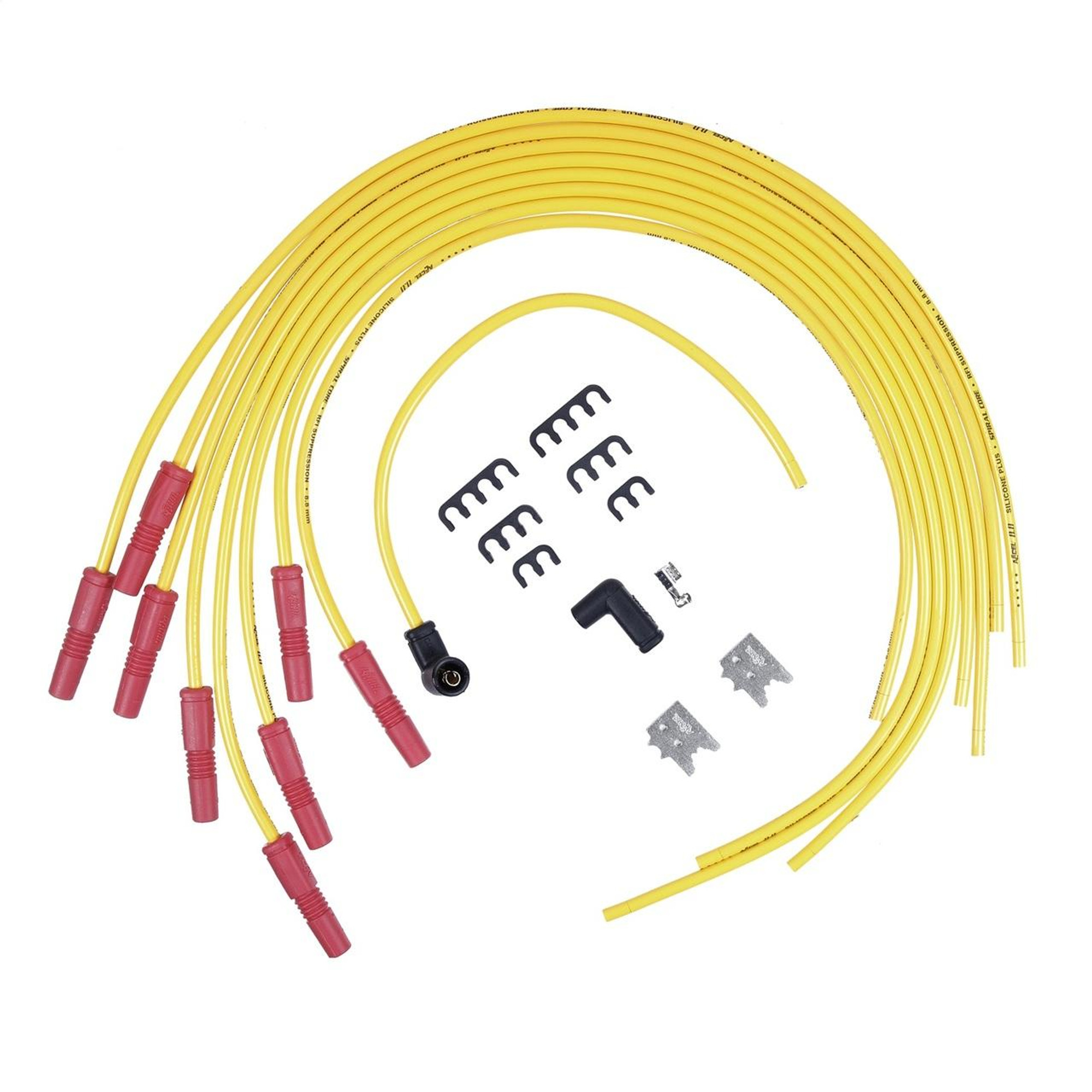 Accel Yellow Spark Plug Wire Set w/Vari-Angle Boots, 8.8MM Spiral Suppression Wire - ACL-8033