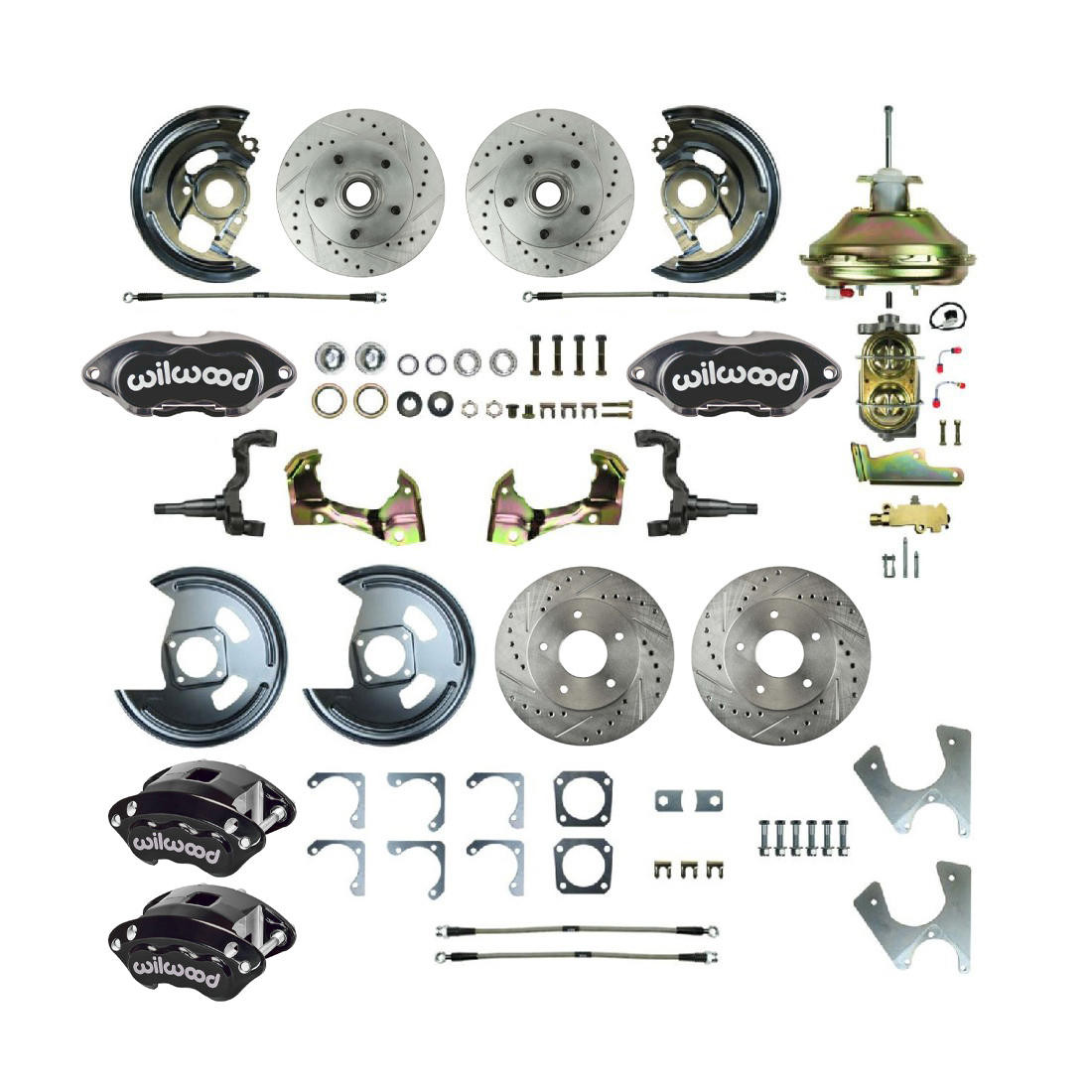 The Right Stuff 67-69 GM F-Body, Non-Staggered, Power 11 Booster 4 Wheel Disc Brake Conversion - AFXDC25C-P