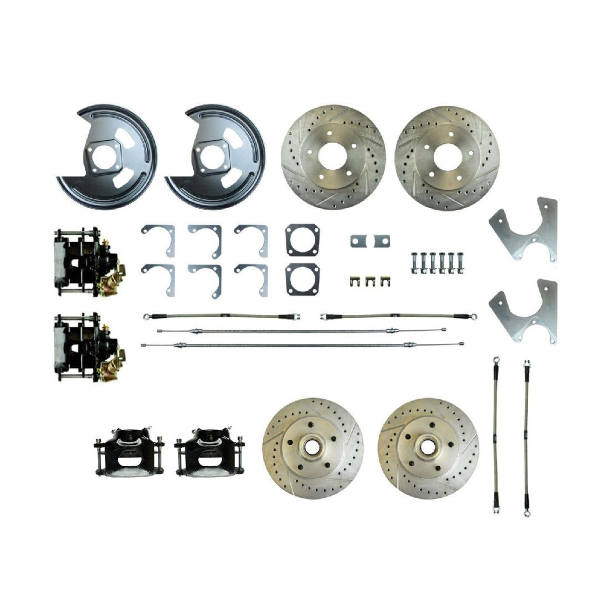 Aerial view of The Right Stuff 1970-77 GM F/X-Body, 4-Wheel W/Rear +2 Disc Brake Conversion Kit and its components