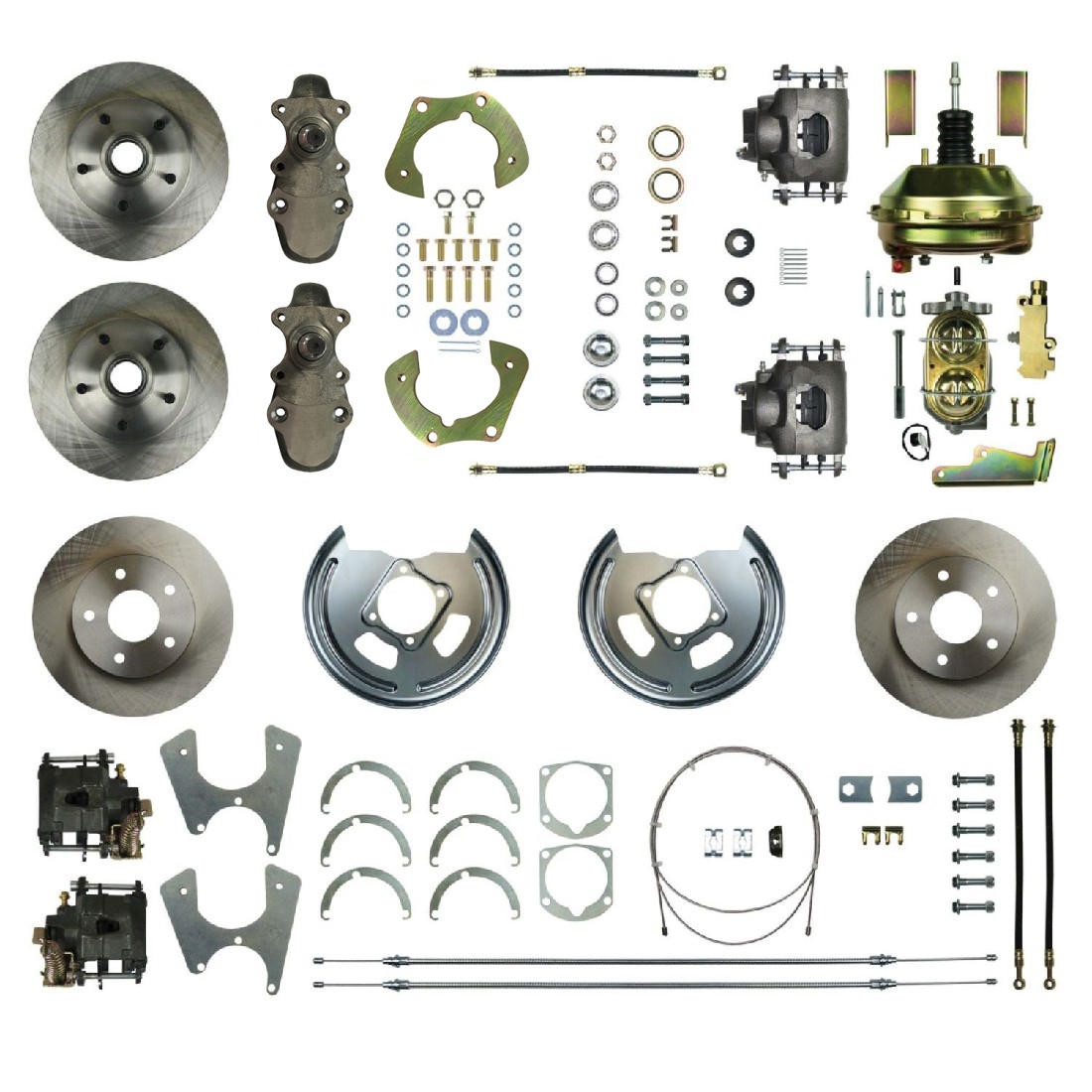 The Right Stuff 55-57 Chevrolet BelAir, Power 9 Booster 2 Drop 4-Wheel Disc Brake Conversion - FSC554DCD-P