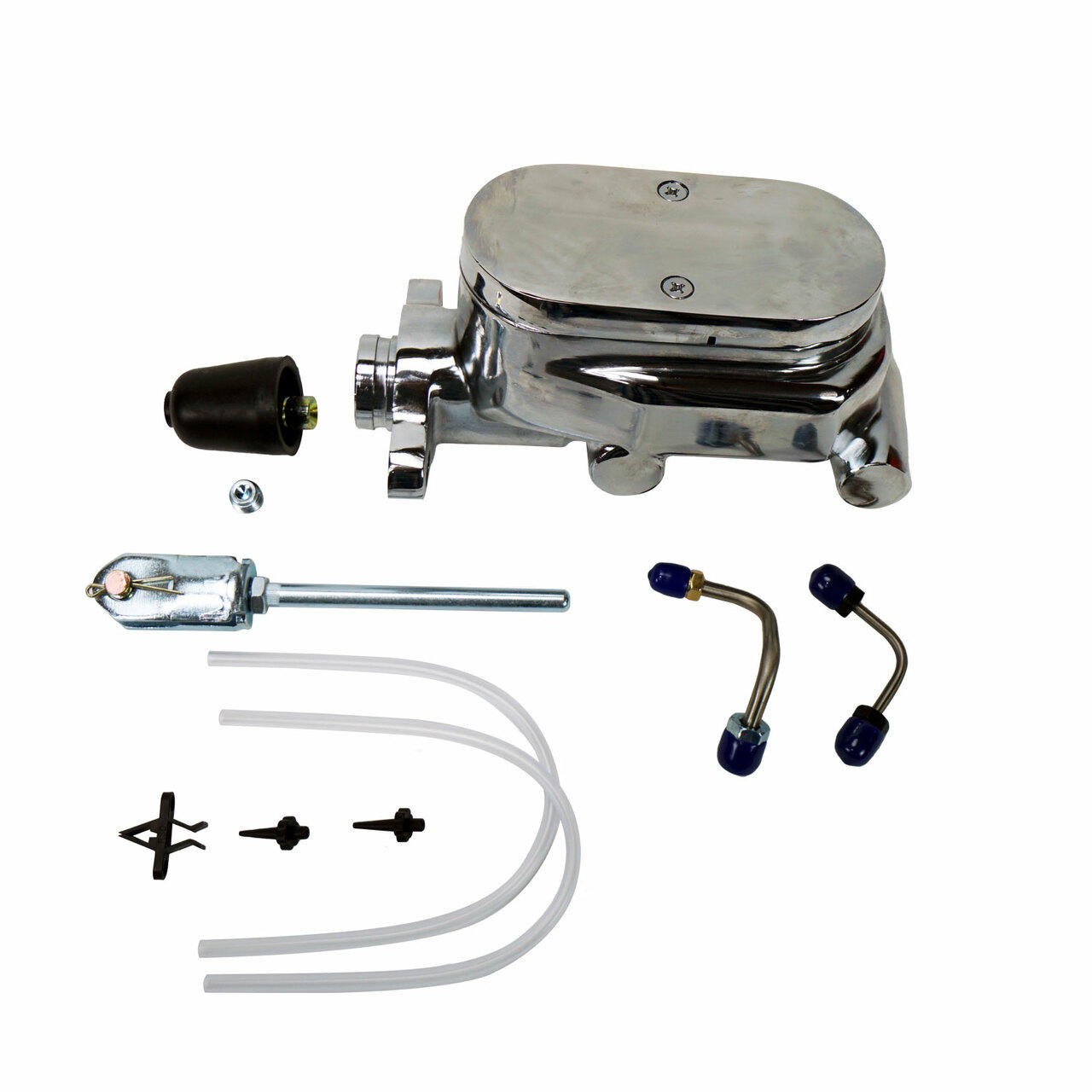 The Right Stuff Chrome 1 Bore Master Cylinder 4 port GM Truck style Valve Combo, Disc/Drum - J5641