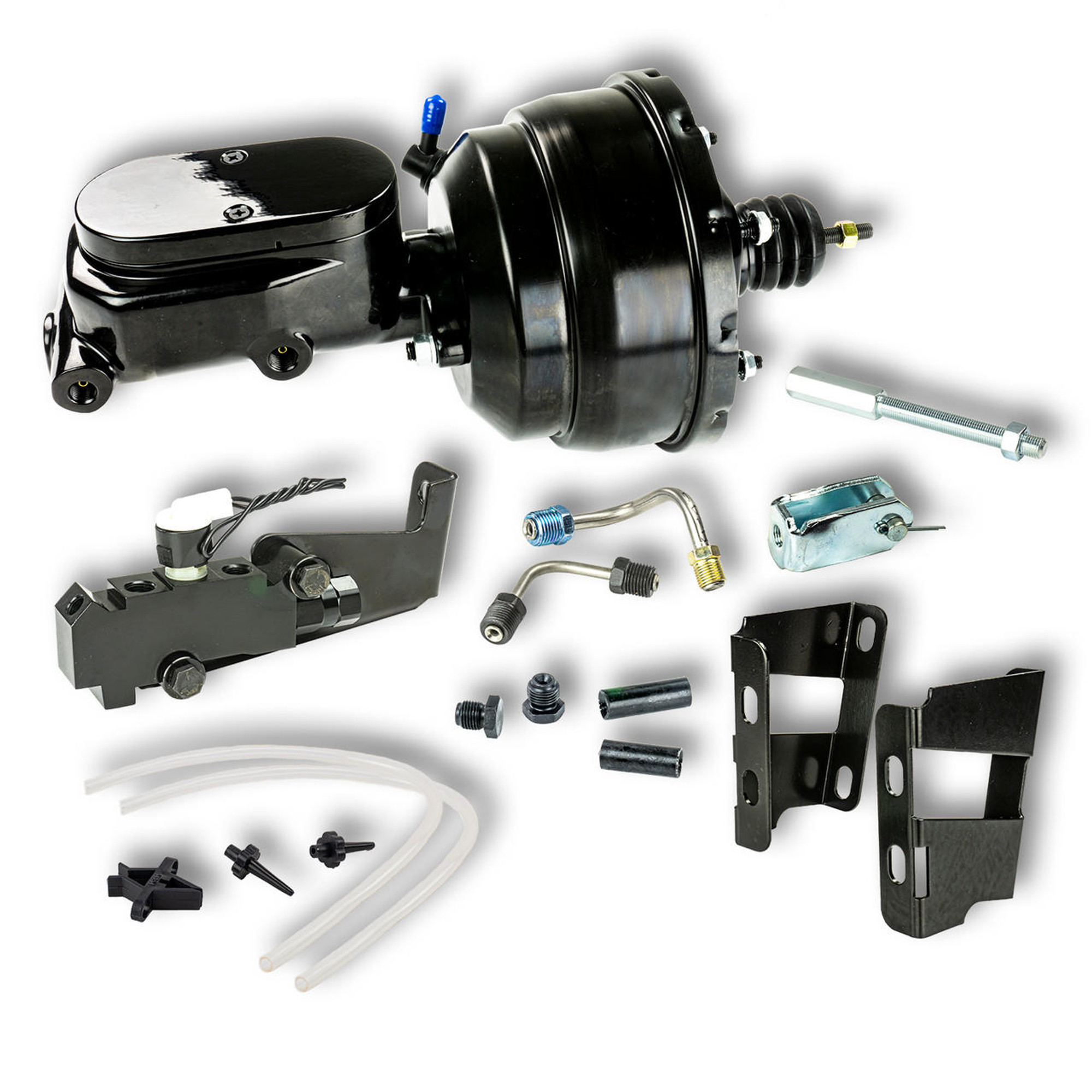 The Right Stuff 59-70 Chevy Bel Air/Impala w/ Disc/Disc, Black Booster Master Cylinder Combo Kit - B84315672