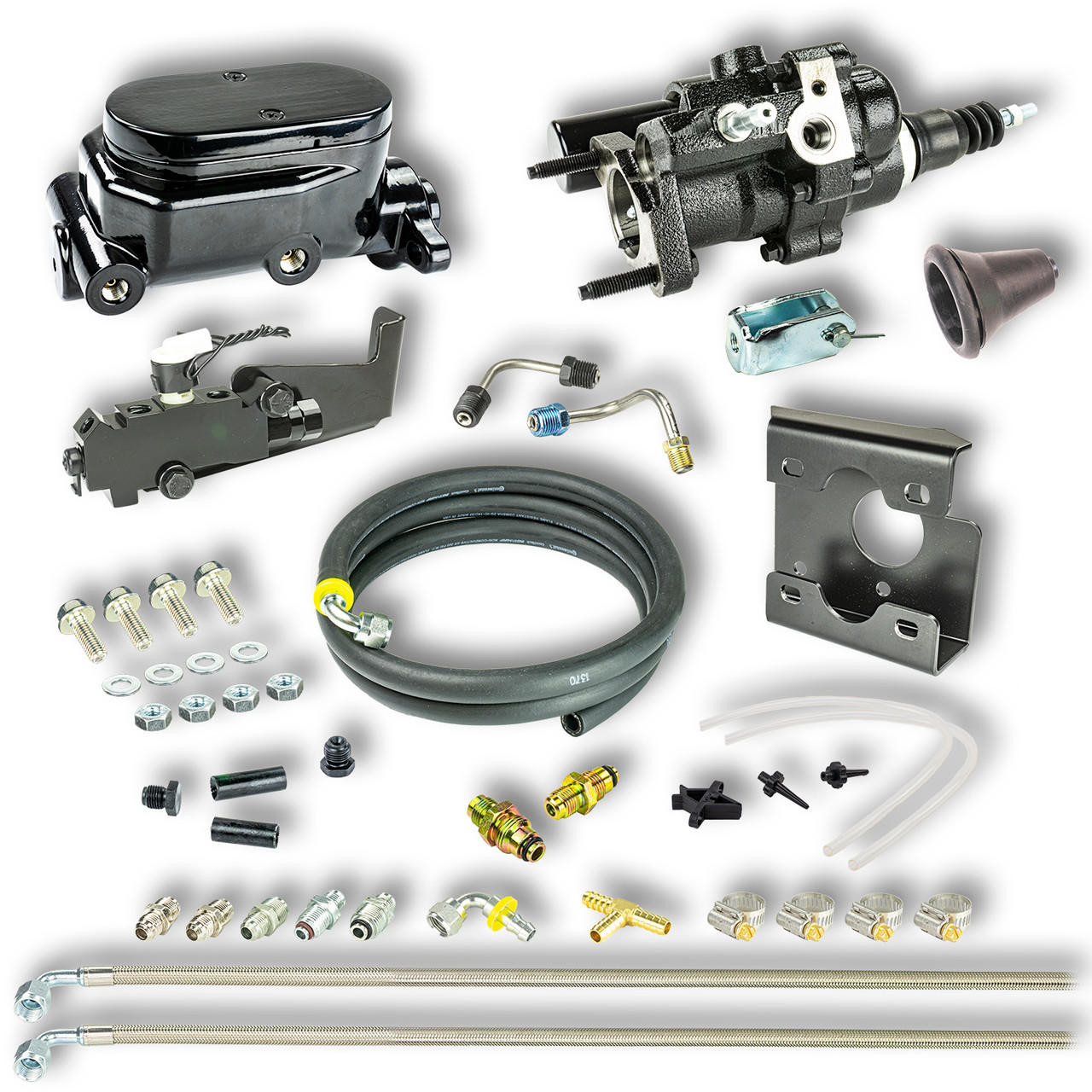 The Right Stuff 67-72 GM/GMC C/K Truck, Black Hydro Boost Upper Kit, Disc/Drum Low Rise Bracket - BHB675171