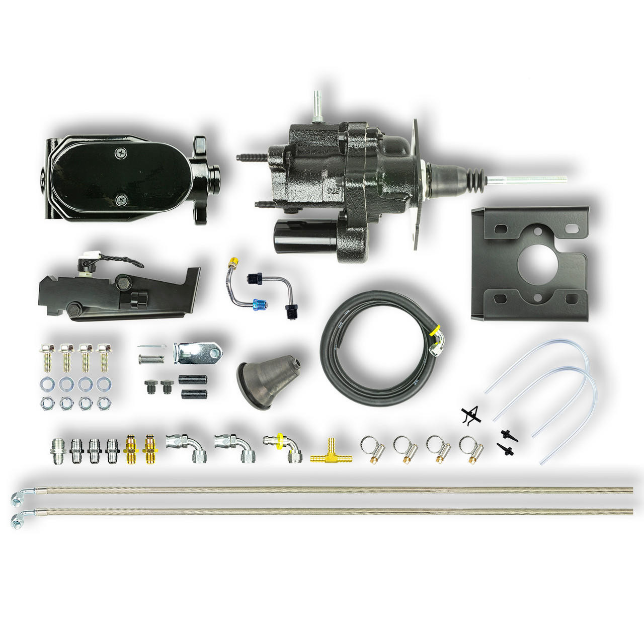 The Right Stuff 67-72 GM/GMC C/K Truck, Black Hydro Boost Upper Kit, Disc/Disc Low Rise Bracket - BHB675672