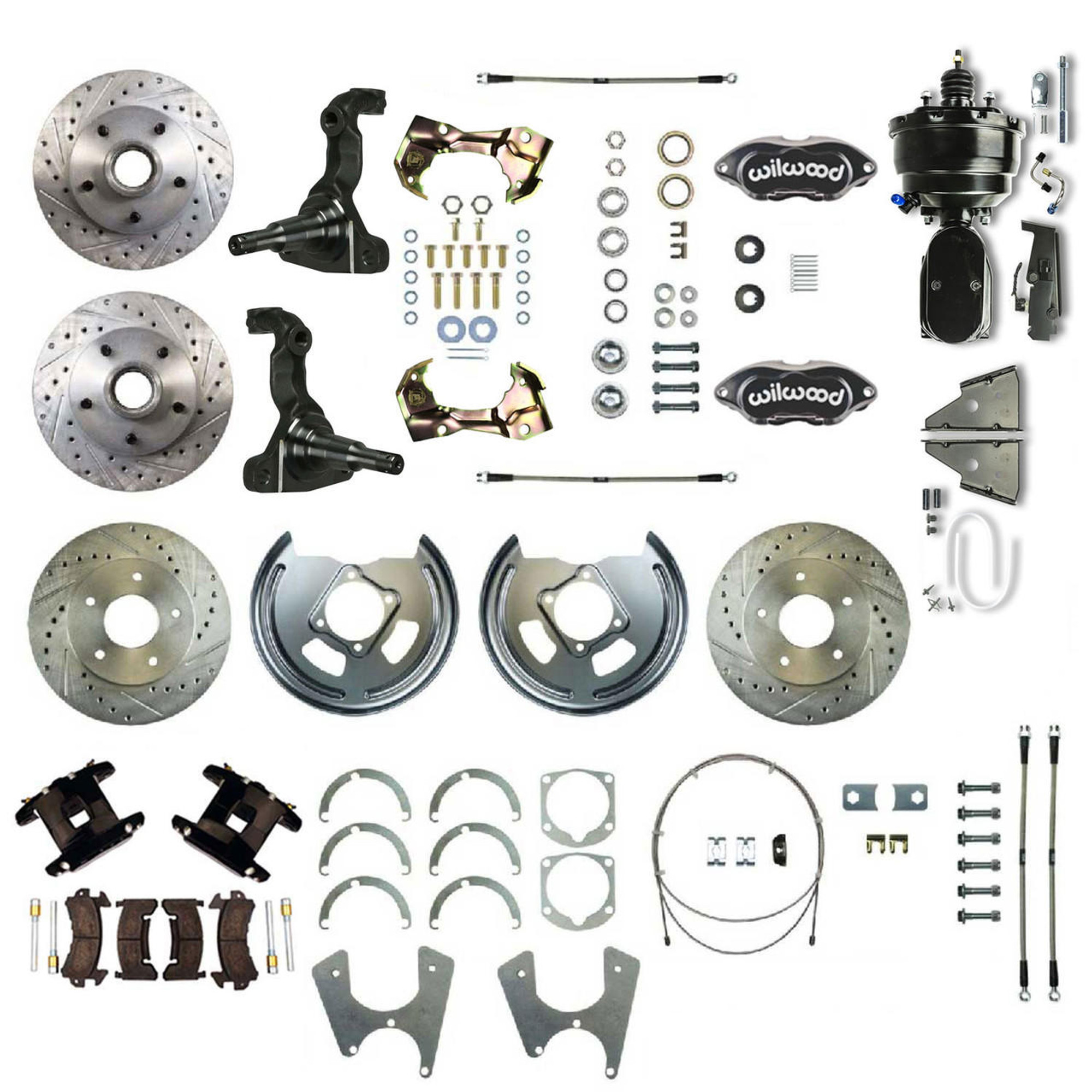 The Right Stuff 68-69 Firebird Staggered Power 8 Booster 4 Wheel Disc Brake Conversion - AFXDC25C-PF